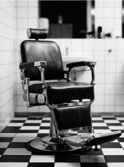 Barber chair in light-filled modern studio